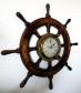 Schiff-Steuerrad Uhr Holz/Messing 63cm