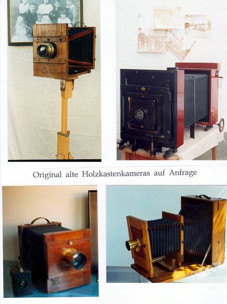 diverse orig. alte Holzkastenkameras ausziehbar bis 100cm